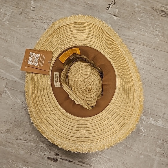 ?ERIC JAVITS? Fringe PInch Packable Fedora Squishee Straw Hat ~ Flax Mix NWT main image 6